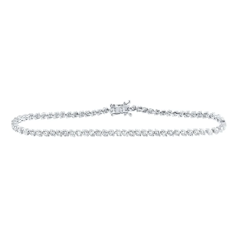 14kt White Gold Womens Round Diamond Tennis Bracelet 3 Cttw