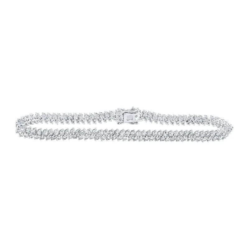 14kt White Gold Womens Round Diamond Tennis Bracelet 4-7/8 Cttw