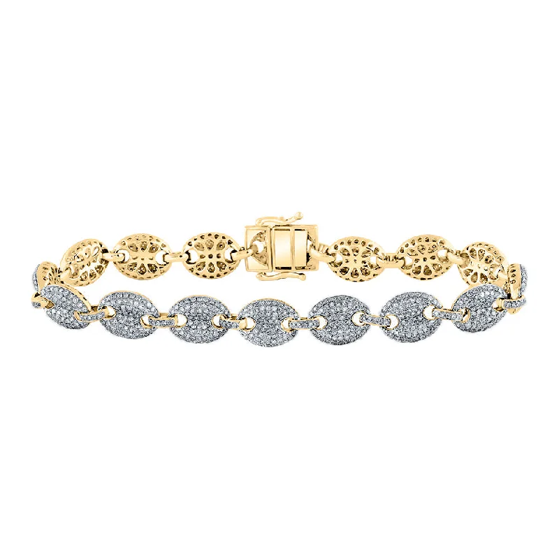 14kt Yellow Gold Mens Round Diamond Mariner Link Bracelet 5-1/2 Cttw