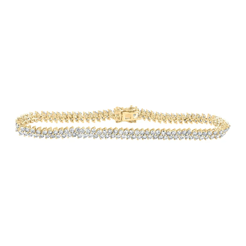 14kt Yellow Gold Womens Round Diamond Tennis Bracelet 4-7/8 Cttw