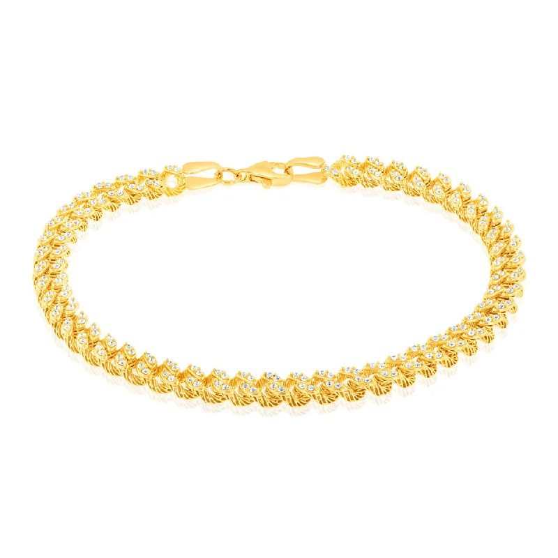 9ct Yellow Gold Cubic Zirconia Chain Bracelet