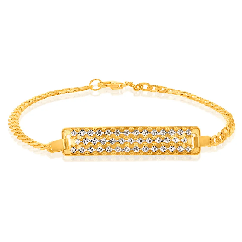 9ct Yellow Gold Diamond Cut 19cm ID Bracelet