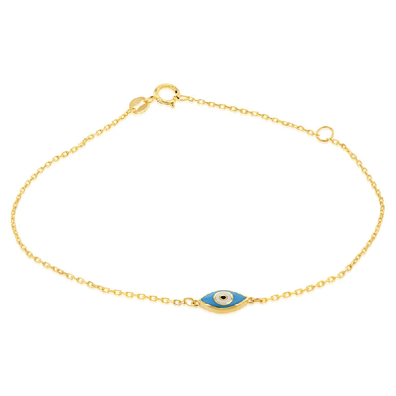 9ct Yellow Gold Double Sided Evil Eye 19cm Bracelet