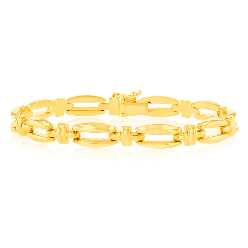 9ct Yellow Gold Silver-filled Fancy 19cm Bracelet