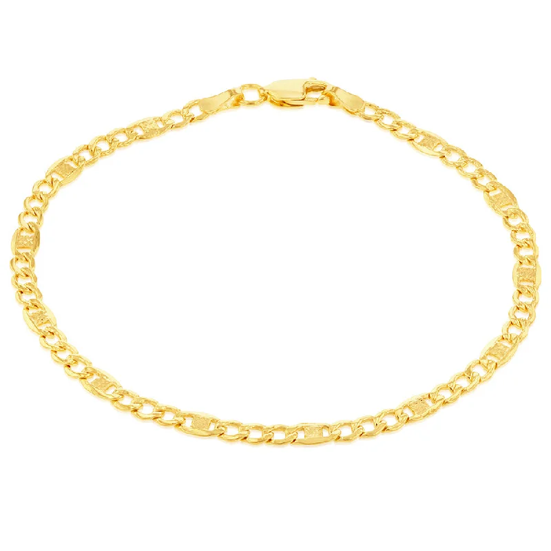 9ct Yellow Gold Silverfilled 1:3 Curb +Anch 80 Gauge 19cm Bracelet