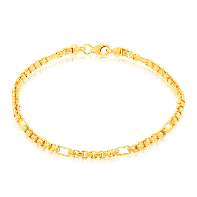 9ct Yellow Gold Silverfilled 55Gauge Fancy 19cm Bracelet