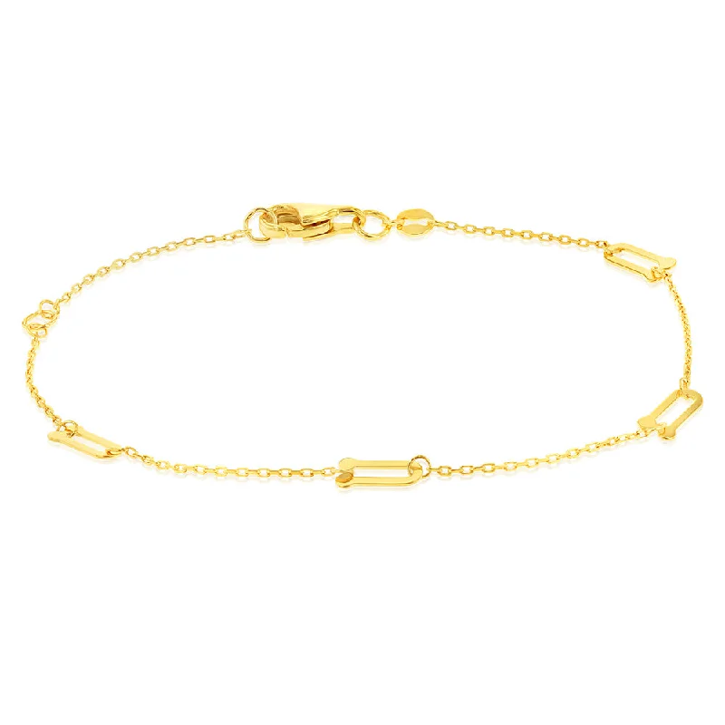 9ct Yellow Gold Silverfilled Fancy 19cm Bracelet