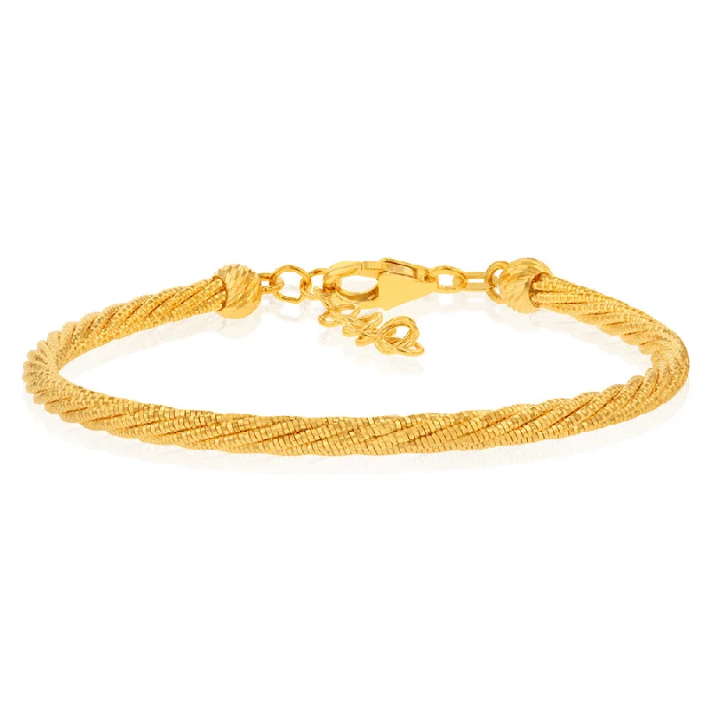 9ct Yellow Gold Sparkling Memory Omega 16+3cm Bracelet