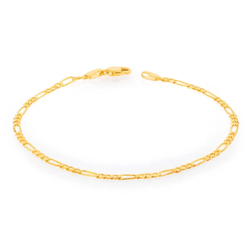 9ct Yellow Solid Gold 60 Gauge Figaro 19cm Bracelet