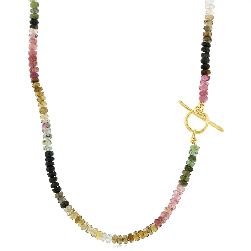 ANNE SPORTUN Watermelon Tourmaline Boulder Toggle Necklace