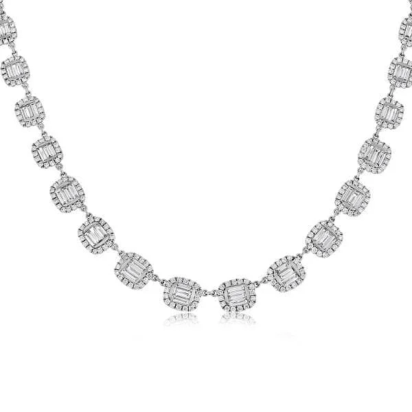 Baguette &  Round Diamond Necklace