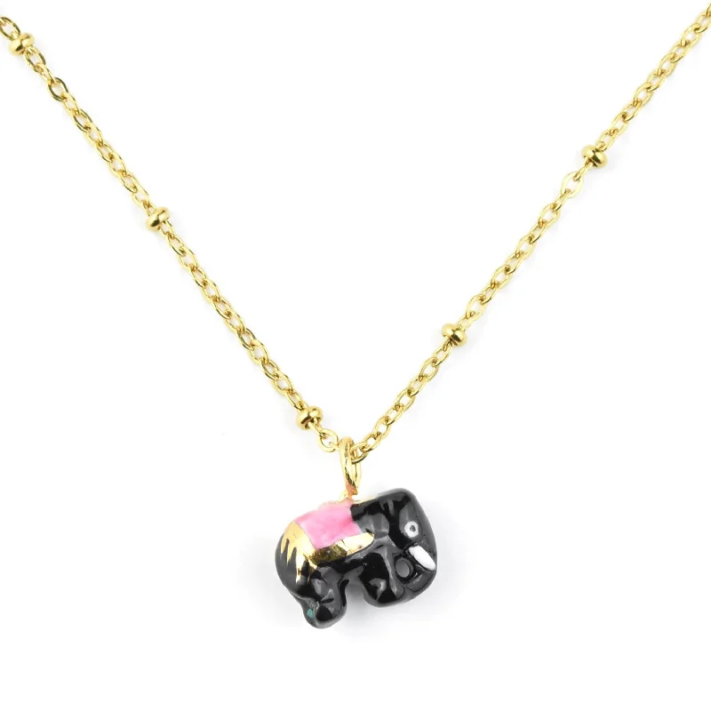 Black Elephant Necklace