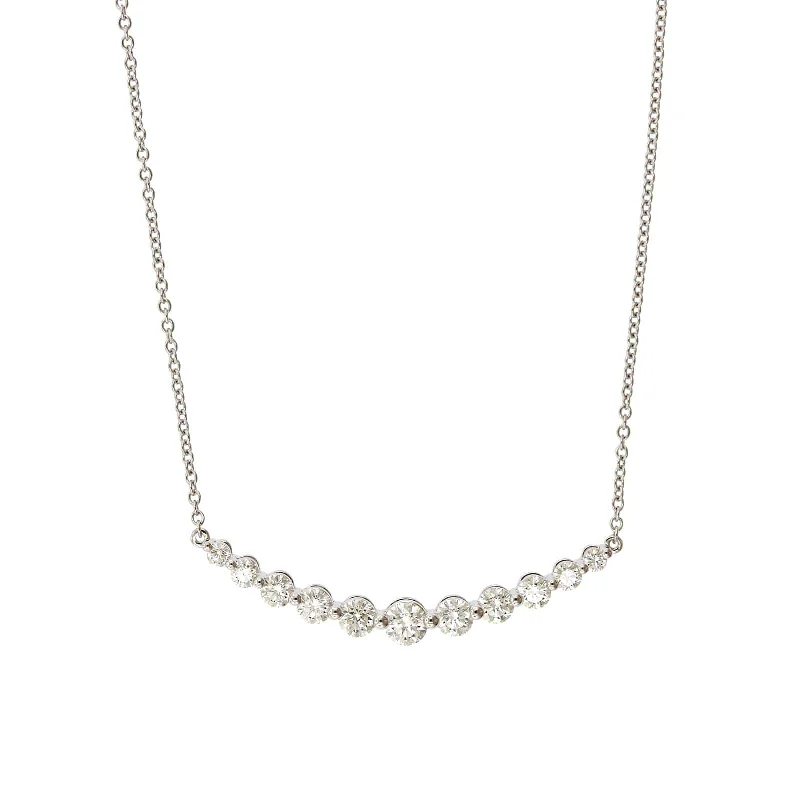 18K White Gold Diamond Line Necklace