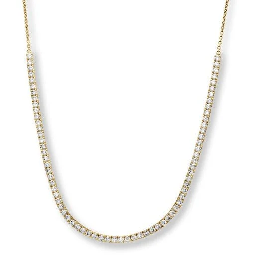 18K Yellow Gold Half Line Diamond Necklace