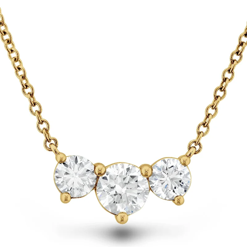 18K Yellow Gold 3 Stone Diamond Necklace