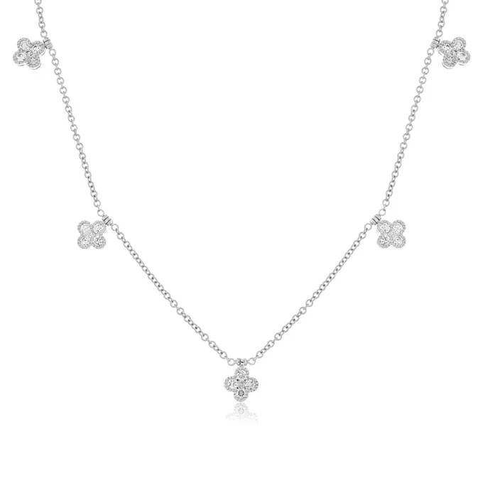 Diamond Quatrefoil Drop Necklace