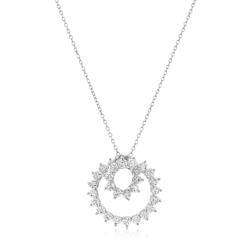 Diamond Swirl Circle Pendant Necklace