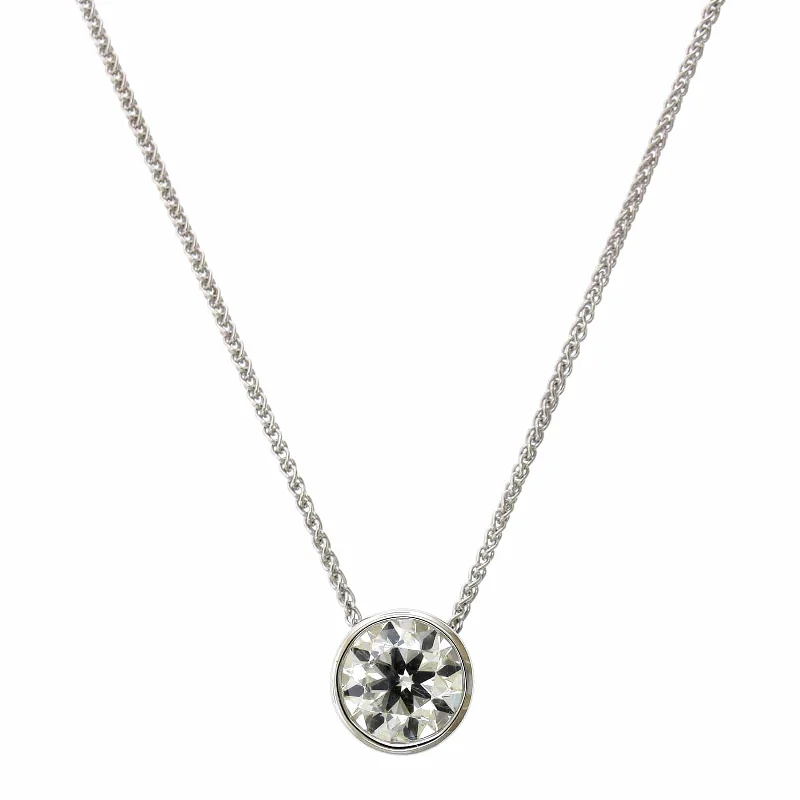 18K White Gold Bezel Set Diamond Pendant