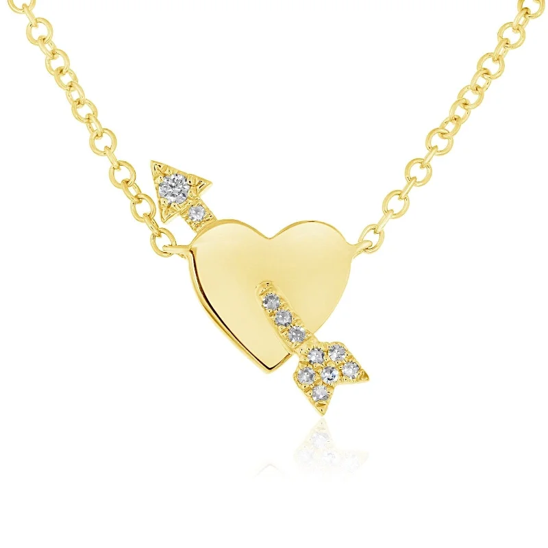 EF COLLECTION Heart & Diamond Arrow Pendant