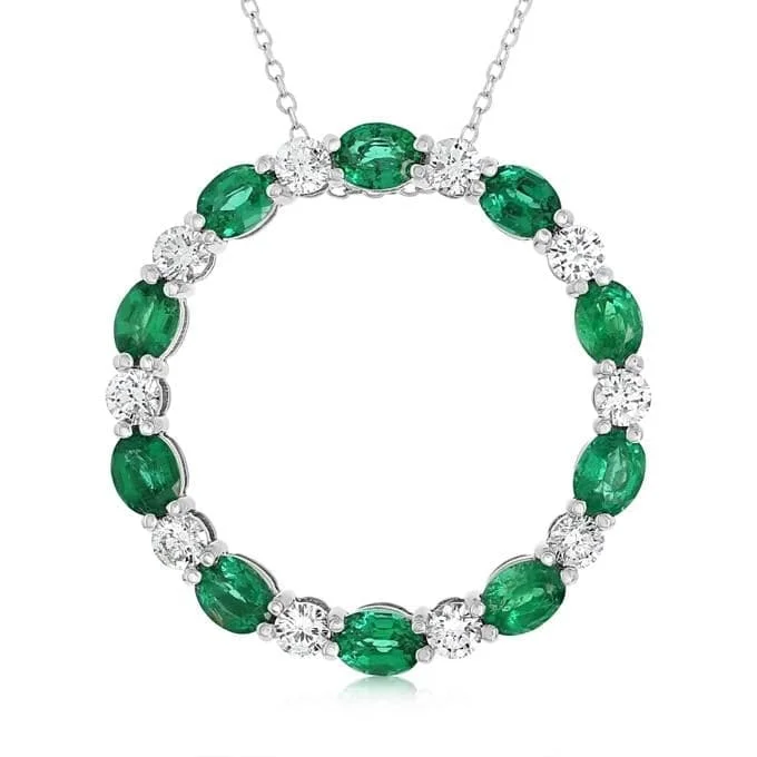 Emerald & Diamond Circle Pendant