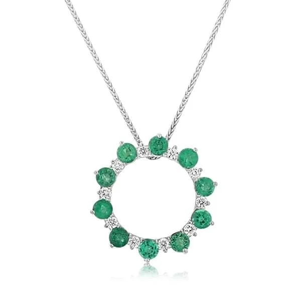 Emerald & Diamond Circle Pendant