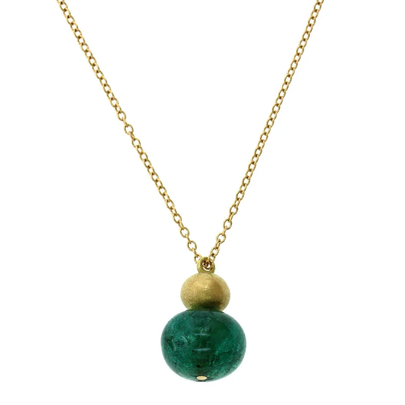 Mallary Marks 18K Yellow Gold Cabochon Emerald Buoy Pendant