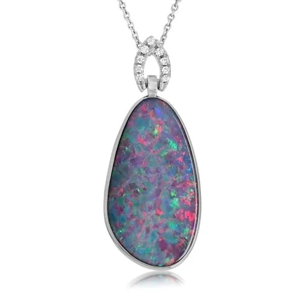 Freeform Opal and Diamond Pendant