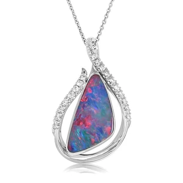 Freeform Opal Doublet And Diamond Pendant