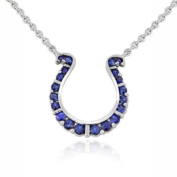 GO BLUE Small Sapphire Horseshoe Necklace