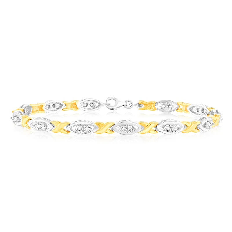 Gold Plated Sterling Silver 1/5 Carat Diamond 18cm Bracelet