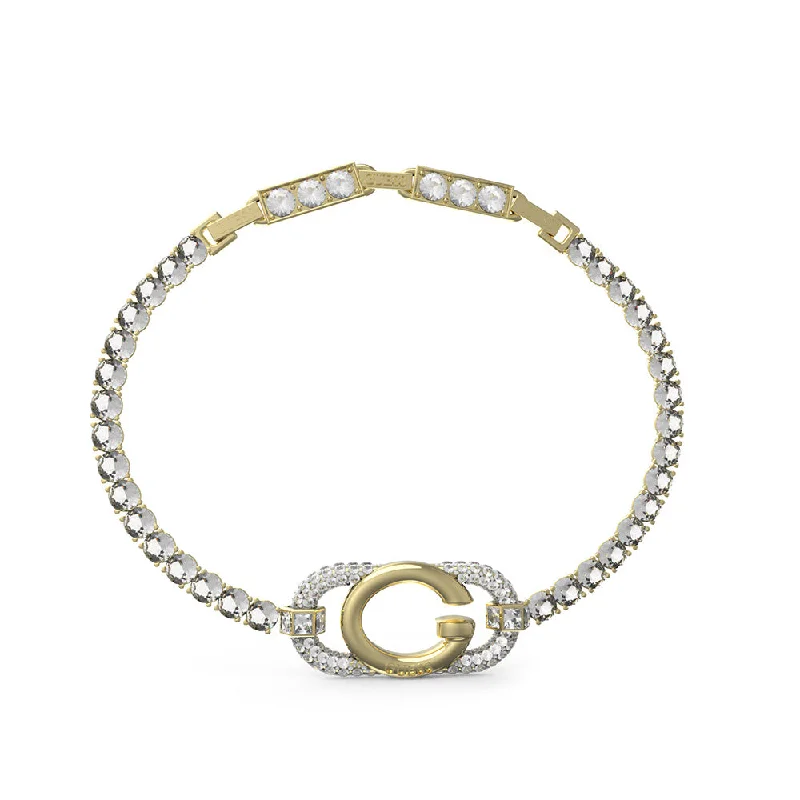 Guess Gold-Plated Stainless-Steel G Logo And Crystal Tennis Bracelet