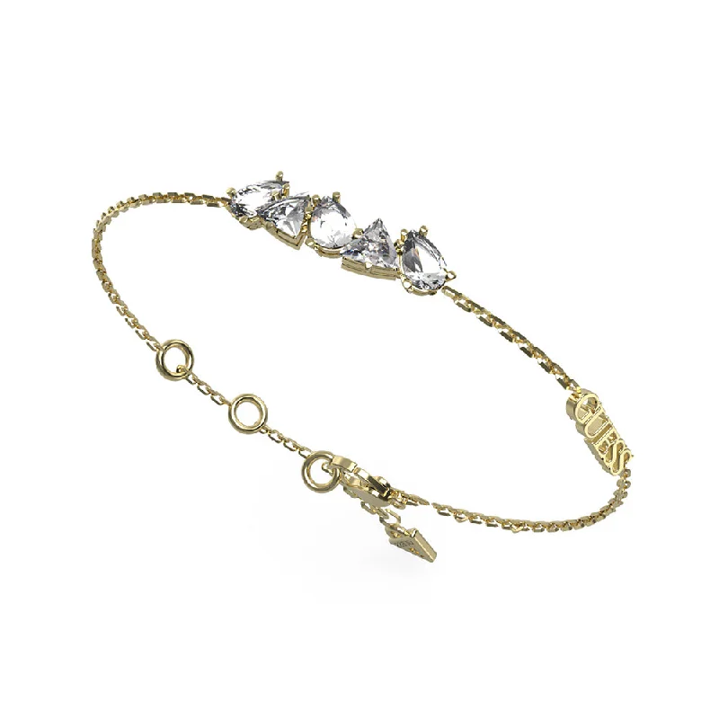 Guess Gold Plated Stainless Steel Multi Crystal Bracelet