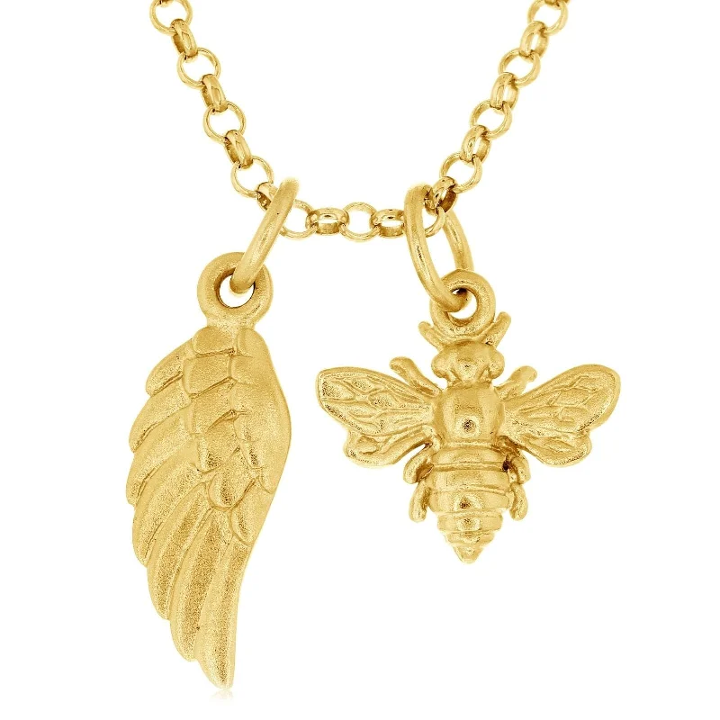 JILL DUZAN Wing & Bee Charm Necklace