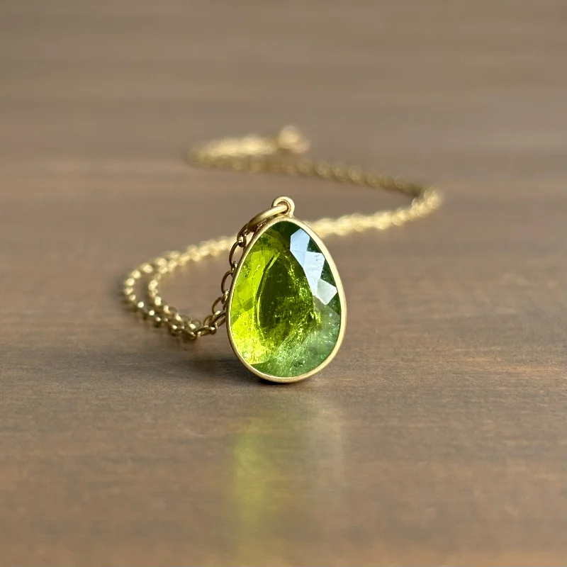 Lime Tourmaline Sequin Drop Pendant