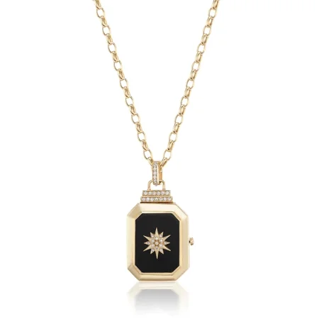 18K Yellow Gold Le Stelle Star Onyx Locket