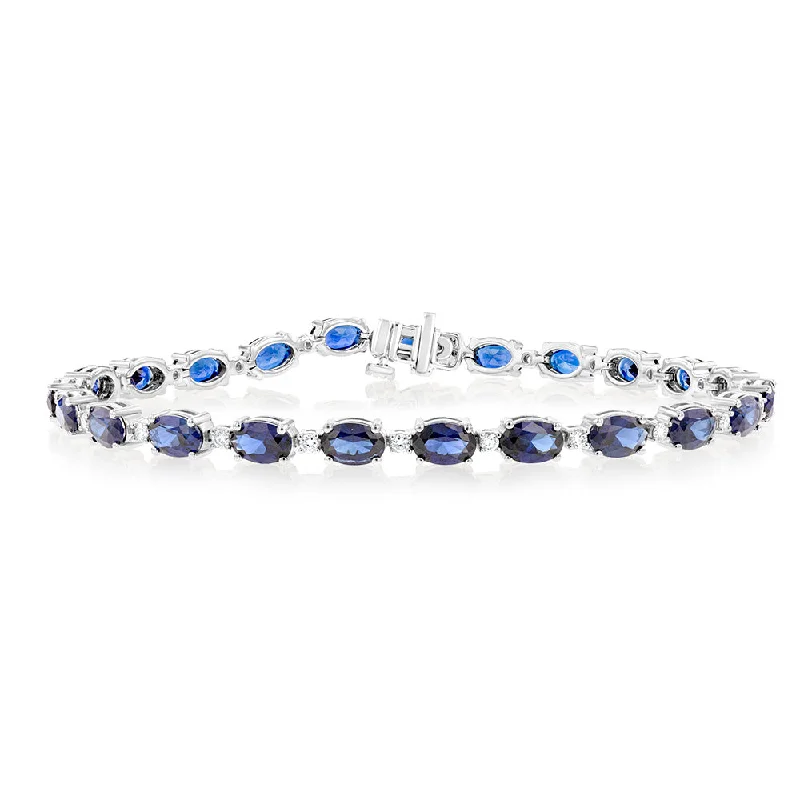 Luminesce Lab Grown 1/2 Carat Diamond Bracelet with Created Sapphire in Sterling Silver