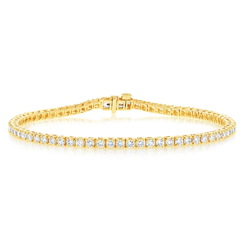 Luminesce Lab Grown 3 Carat Diamond Tennis Bracelet in 9ct Yellow Gold