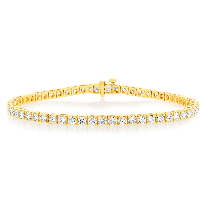 Luminesce Lab Grown 5 Carat Diamond Tennis Bracelet in 9ct Yellow Gold