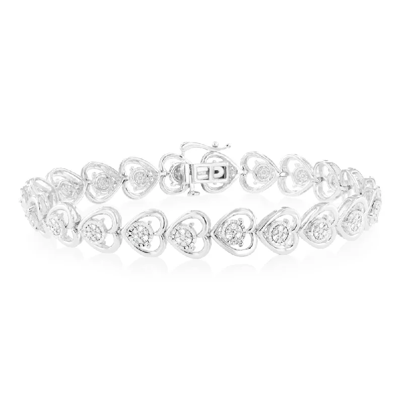 Luminesce Lab Grown Heart Shaped 1/6 Carat Diamond in Sterling Silver Bracelet