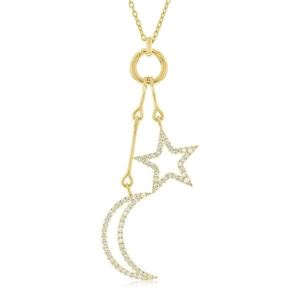 Moon & Star Diamond Charm Necklace