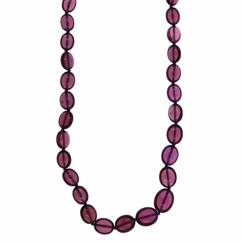 18K Yellow Gold Rhodolite Garnet Strand Necklace