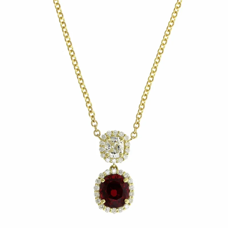 18K Yellow Gold Spinel and Diamond Necklace