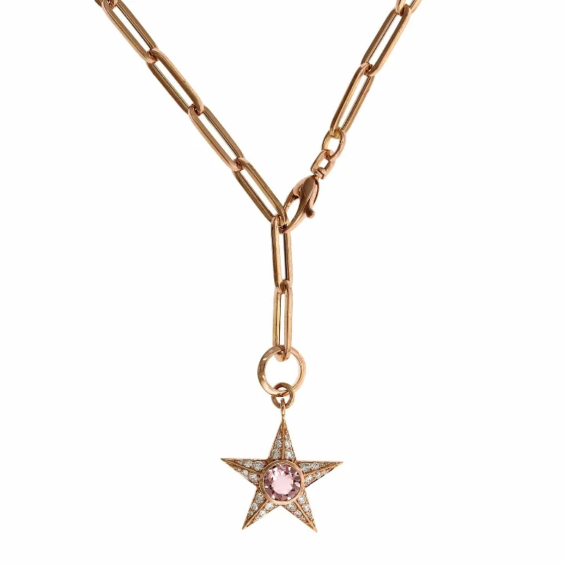 20K Rose Gold Morganite Diamond Star Pendant