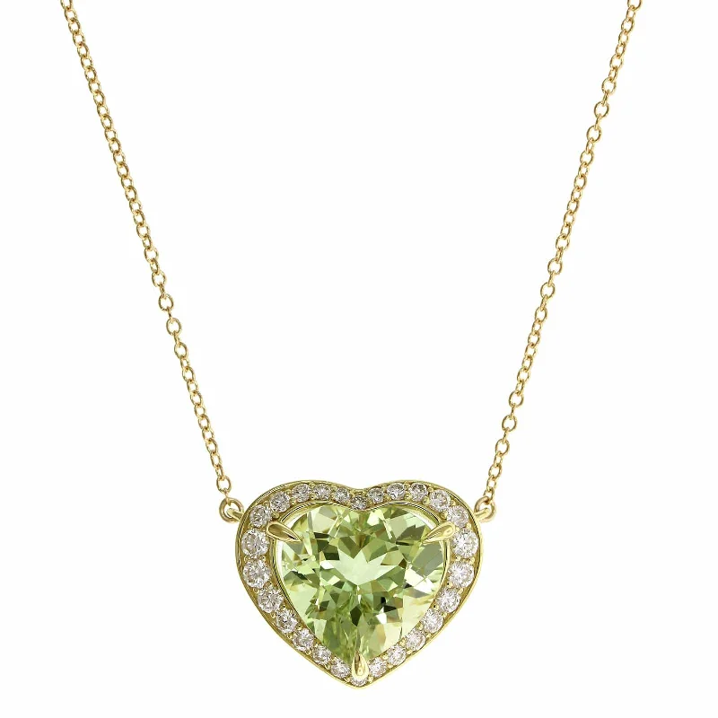 18K Yellow Gold Yellow Beryl Heart Pendant