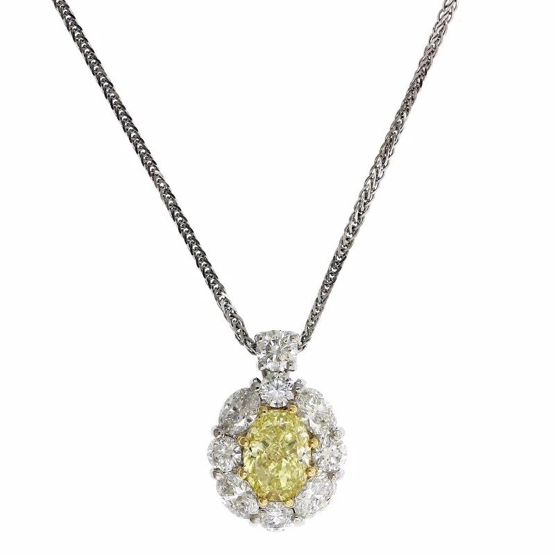 Platinum and 18K Yellow Gold Fancy Yellow Diamond Pendant