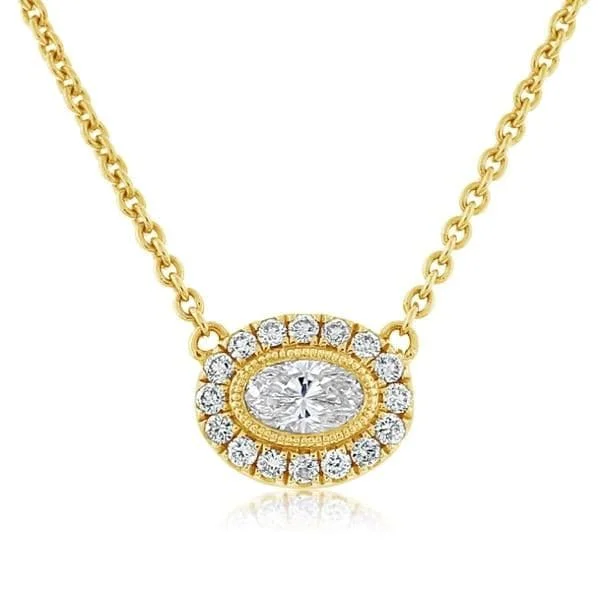 Oval Halo Diamond Station Necklace