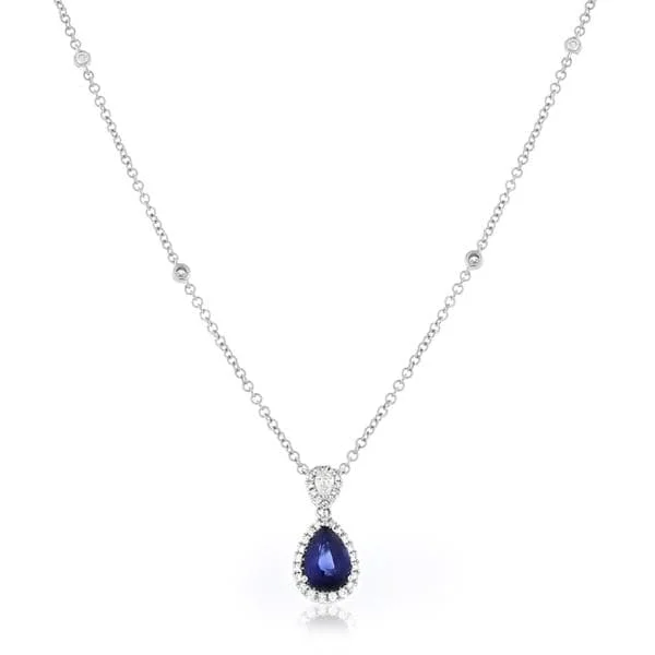 Pear Sapphire and Diamond Pendant