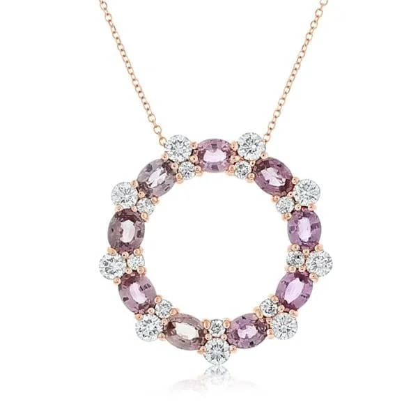 Pink Sapphire and Diamond Circle Pendant