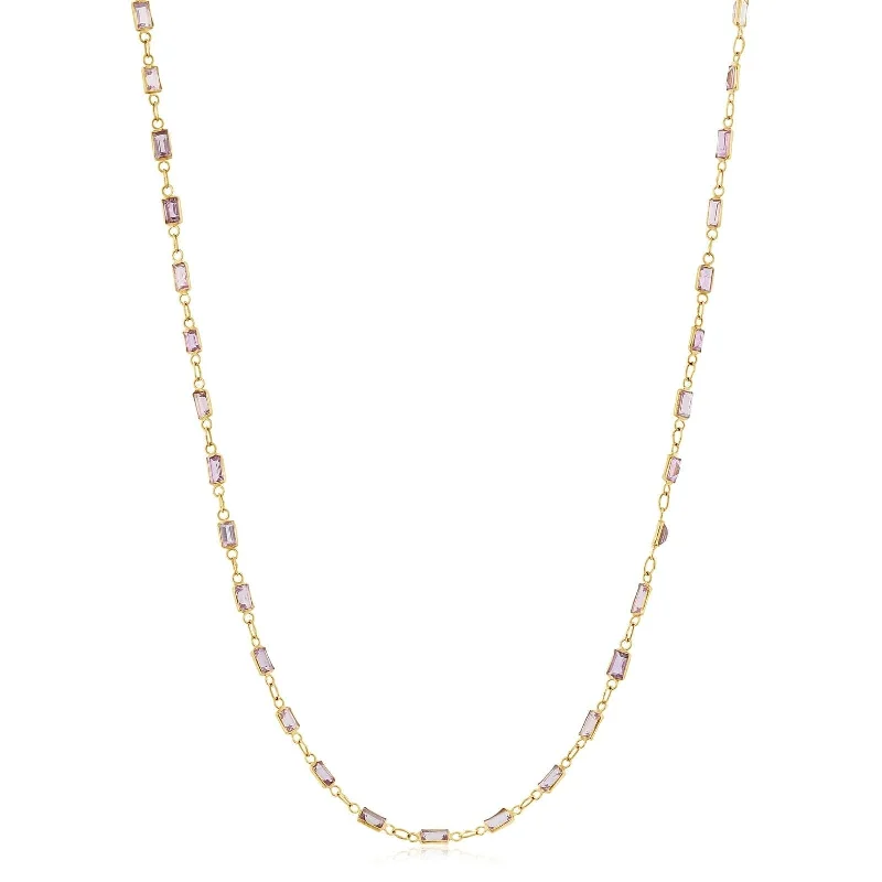 Pink Sapphire Station Necklace