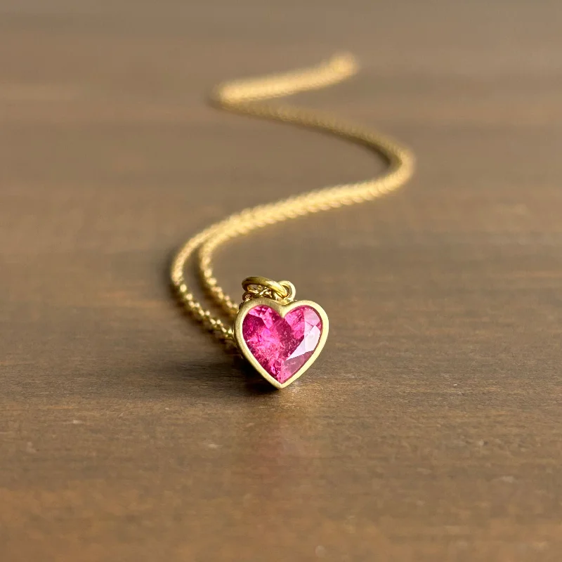 Faceted Pink Tourmaline Sweetheart Pendant